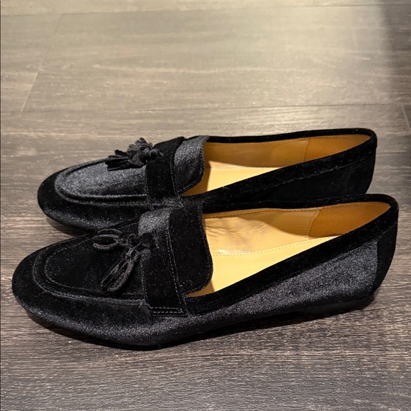 J. Crew Women's Black Velvet Tassel Loafers - Picture 3 of 5